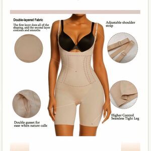 SHAPERX Shapewear Tummy  Control Open Bust Thigh Slimmer Body Shaper Medium NWT